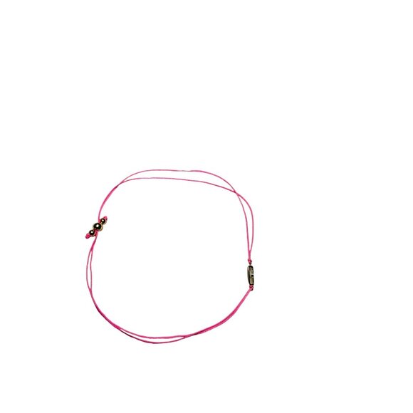 Gorjana Initial Prism Bracelet Pink String Gold "G" NWT - Picture 3 of 4